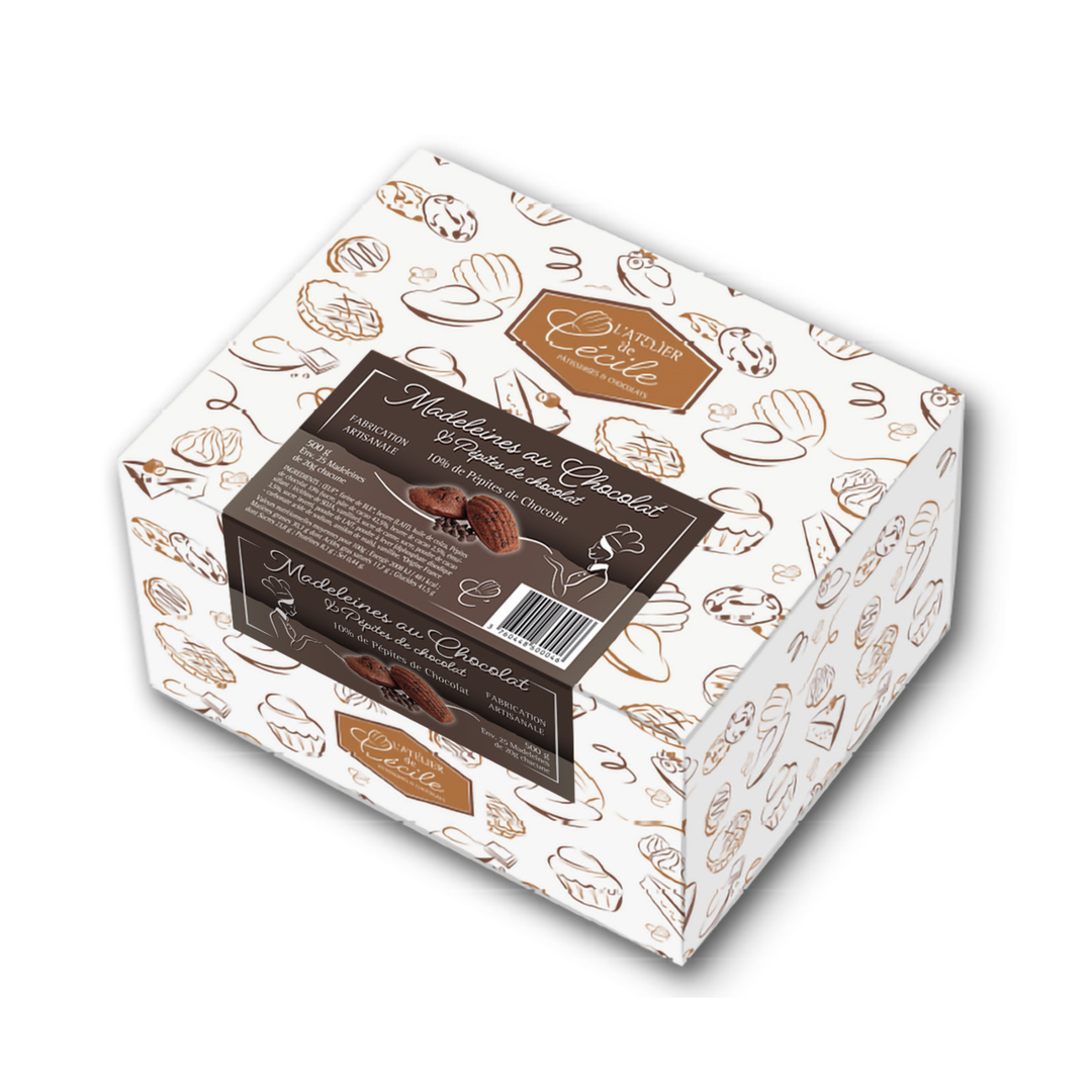 MADELEINES AU CHOCOLAT ET AUX PÉPITES DE CHOCOLAT - BOÎTE 500G